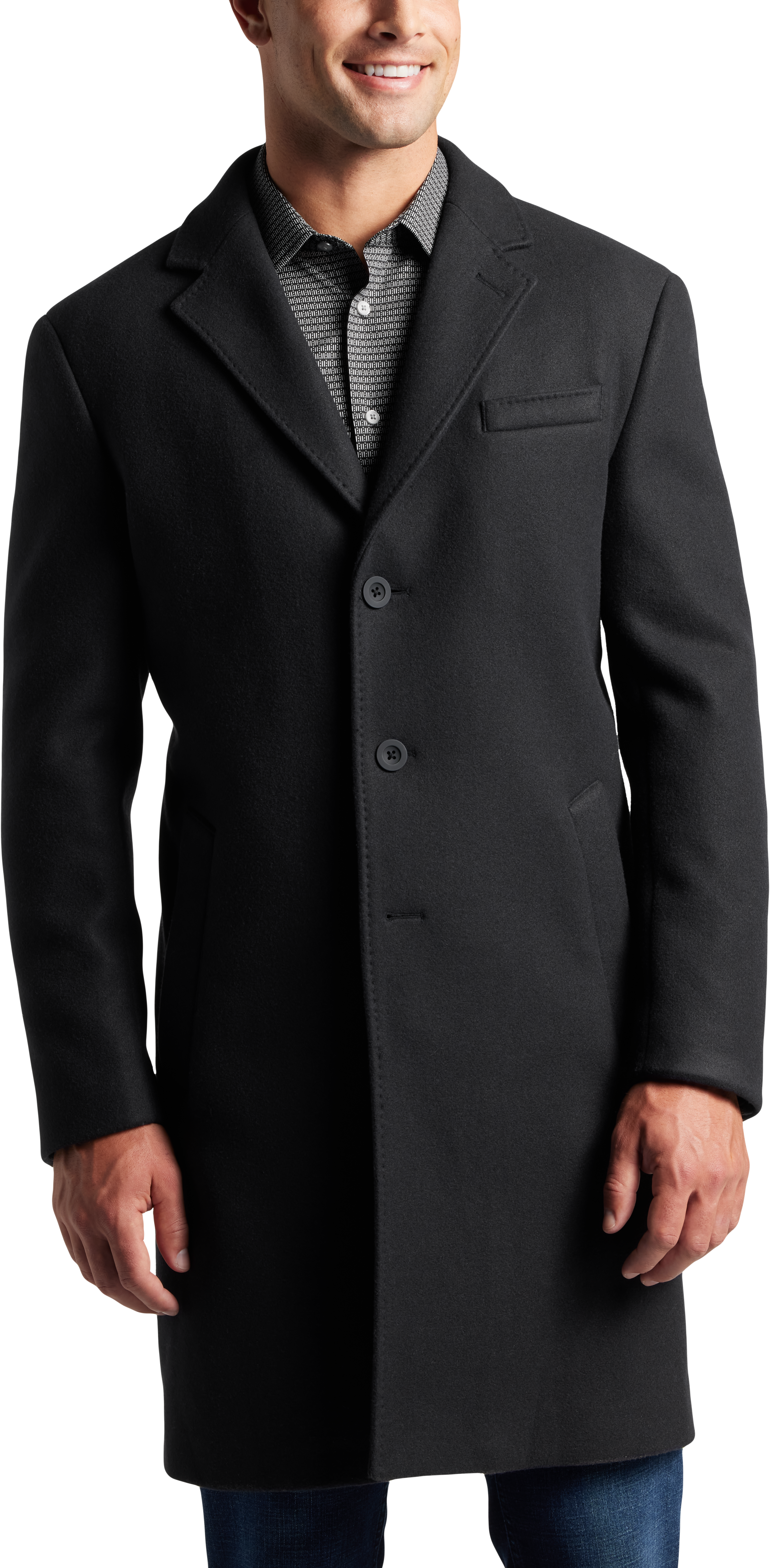 Awearness Kenneth Cole Men's Slim Fit Topcoat Black - Size: Large